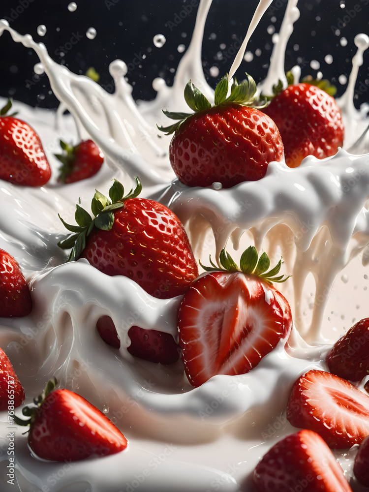 strawberry in water splash