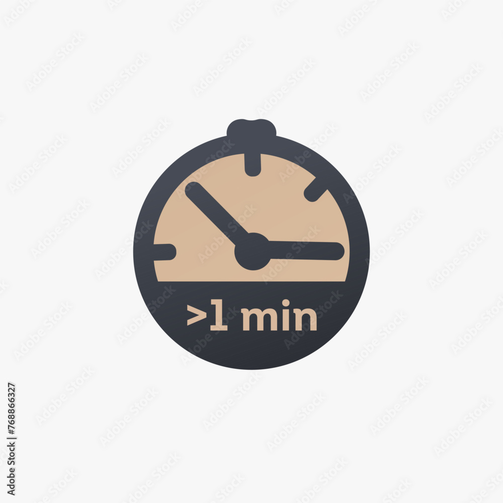 More then one minute left. Extra minute, extra time icon. Stock vector illustration isolated on white background. More then one minute left. Extra minute, extra time icon. Stock vector illustration isolated on white background.
