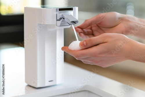 hands using a motionsensor soap dispenser