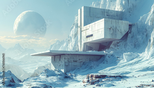 futuristic architecture in a science fiction landscape © Riverland Studio