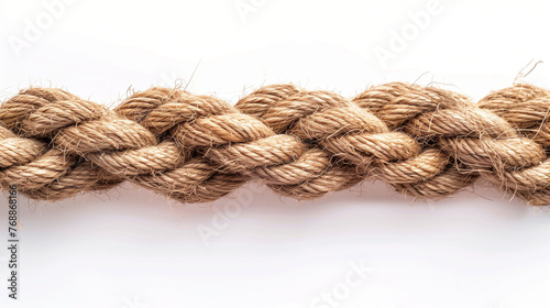 close up of a brown rope top view on white background 