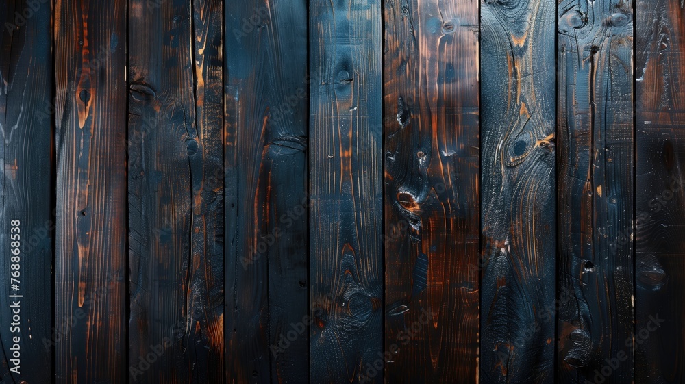 Close-up of dark wooden boards with distinctive textures - obrazy, fototapety, plakaty 