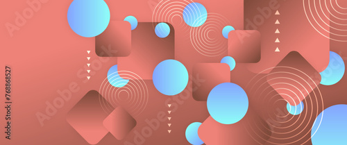 Red and blue abstract banner with shapes. For business banner, formal backdrop, prestigious voucher, luxe invite, wallpaper and background
