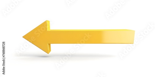 3d arrow pointing left in yellow color on white background generative ai photo