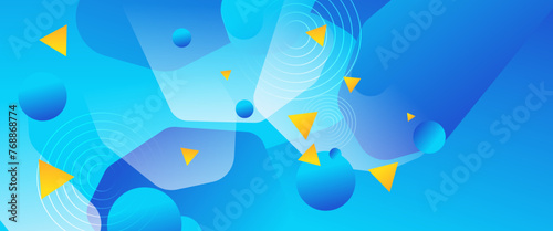Blue and yellow minimal geometric shape abstract banner. For business banner, formal backdrop, prestigious voucher, luxe invite, wallpaper and background