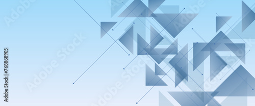 Blue and white minimal geometric shape abstract banner. For business banner, formal backdrop, prestigious voucher, luxe invite, wallpaper and background