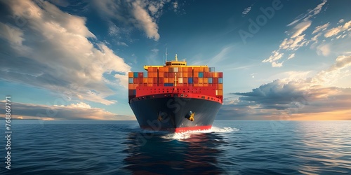 Container ship carrying cargo containers for global trade and shipping. Concept Global Trade, Shipping Industry, Cargo Containers, Container Ship, International Shipping