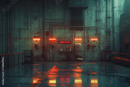 door inside a building, ship, nuclear reactor room, bunker, bomb shelter
