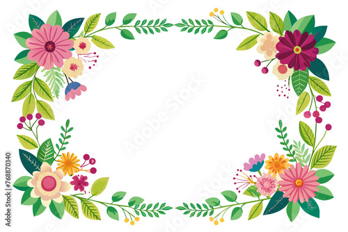  flower border frame template with decorated corner vector illustration