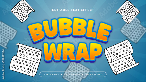 Blue white and yellow bubble wrap vector 3d editable text effect - font style