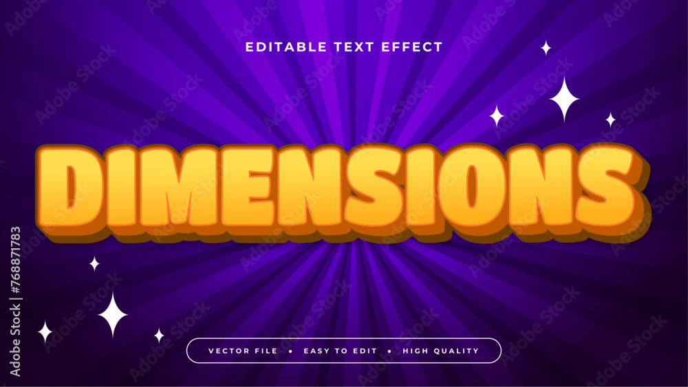 Yellow and purple violet dimensions 3d editable text effect - font style