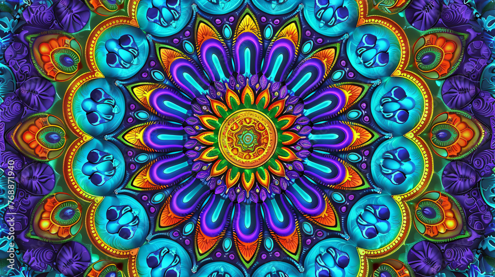 Mandalas coloring books for art therapy, analogous colors blue, green, and purple for coolness, line mandalas for emotional expression, those seeking emotional healing, boost creativity