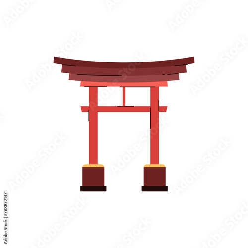 Japanese traditional red Torii gate flat style  vector illustration