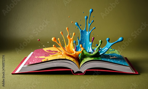 Advertising Brilliance: Generative AI Transforms Books into Art with Acrylic Splashes.