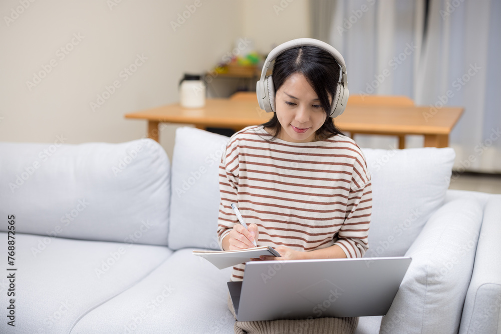 Woman study on laptop computer at home Woman study on laptop computer at home