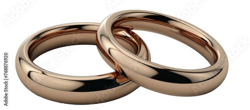 Two Gold Wedding Rings on White Background