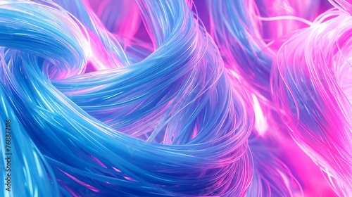 A pulsating river of luminous blue and magenta neon  intertwining in an ethereal symphony of abstract motion.