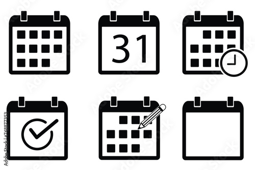 six sets of calendar icons