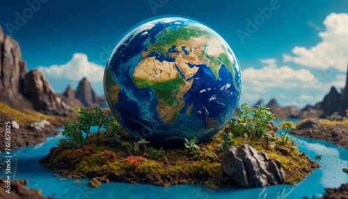 3d Miniature of the Earth symbolizing care and responsibility for our planet.