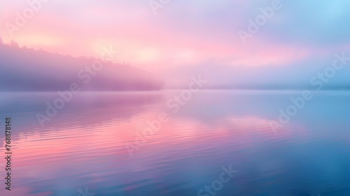 Tranquil Dawn Reflection Pastel Hues Mirrored on a Peaceful Lake © Meta