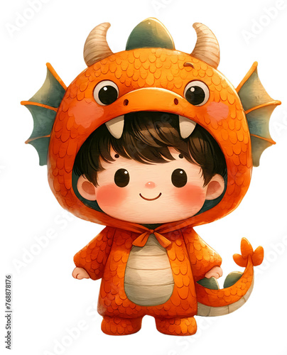 little boy in dragon custume photo