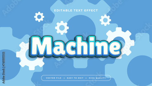 Blue and white machine 3d editable text effect - font style