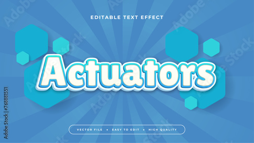 White and blue actuators 3d editable text effect - font style