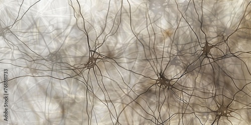 Serene web of neurons floats in harmony, with muted hues highlighting a complex neural tapestry , concept of Harmonious Connectivity