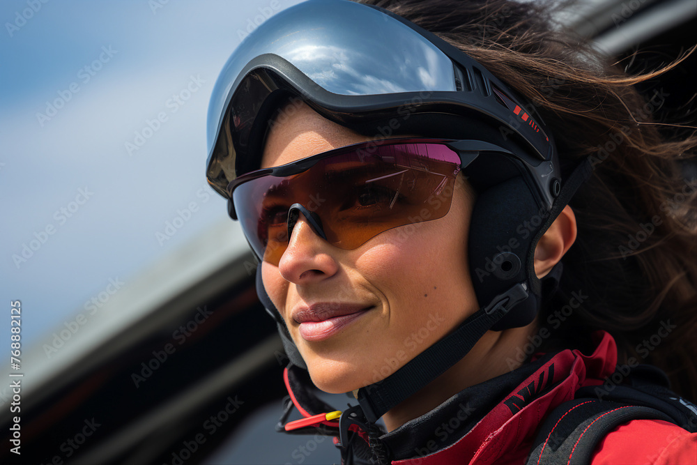 Portrait of skydiver jumping out of plane adventure adrenaline concept Portrait of skydiver jumping out of plane adventure adrenaline concept