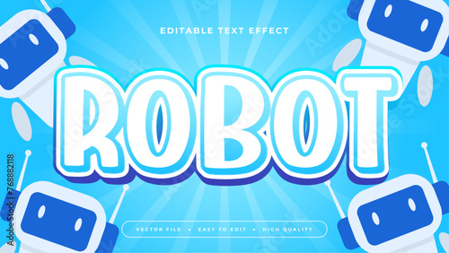 White and blue robot 3d editable text effect - font style