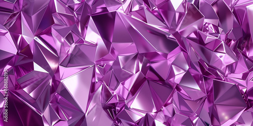 Purple abstract of chaotic polygonal shapes. Futuristic background with polygonal shapes. 3d rendering