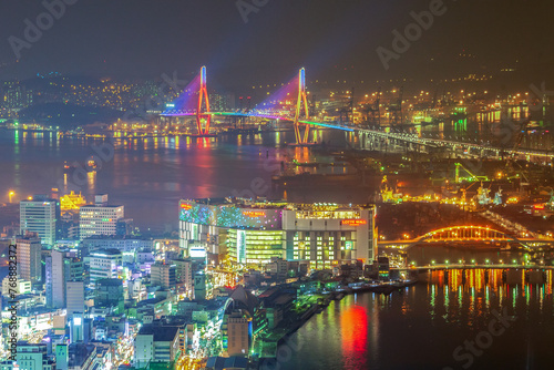 night view of Busan Port