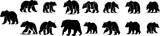 bear silhouette collection. Set of black bear silhouette. Big Bundle, isolated on transparent background, Vector Designs