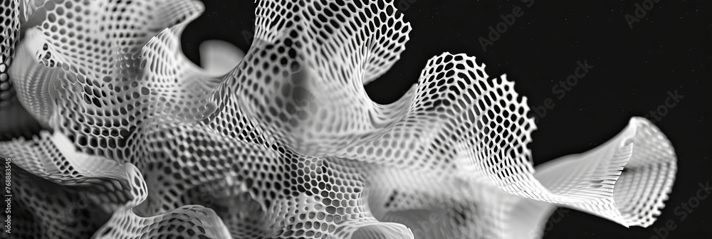 3D schwarz weisse geometrische und organisatorische Formen und Mustern  - obrazy, fototapety, plakaty 