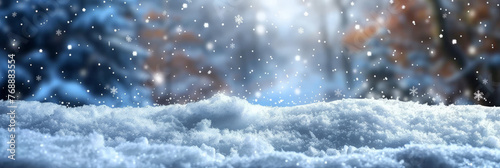 Snow background, with snowflakes falling on the ground,Winter christmas snow background with snowdrifts, banner © Nice Seven