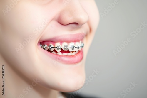 smiling person with selfligating braces, closemouthed
