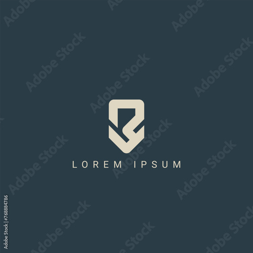 Abstract RV VR letter simple style logo design vector template