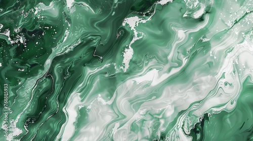 Green marble texture. Stone liquid background. Waves with white veins. photo