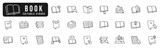 New book related line icon set. Library, diary, open book, pages, bookmark, magazine, ebook etc. Editable stroke