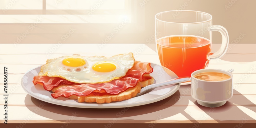 fried eggs and bacon breakfast Generative AI