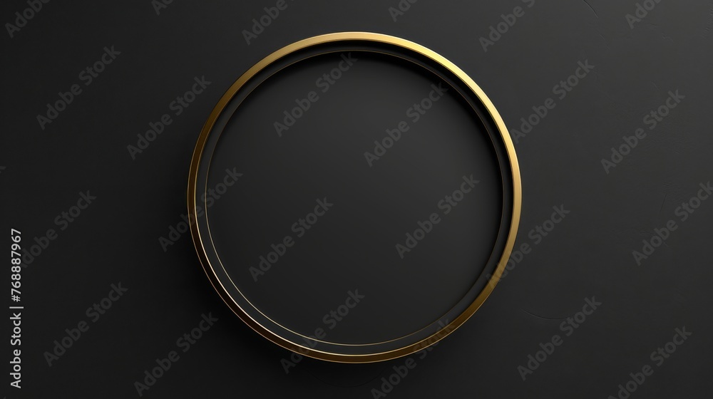 Gold frame on a black background. Luxurious circular podium top view. Round 3d platform for awards and product presentation. Gold frame on a black background. Luxurious circular podium top view. Round 3d platform for awards and product presentation.
