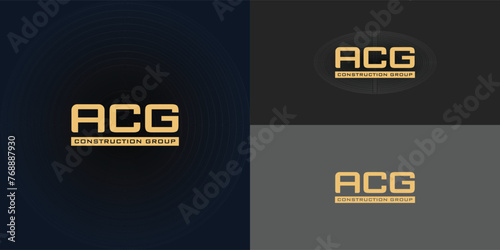 Abstract Initial letter ACG in gold color isolated on multiple background colors. The logo is applied for construction, property, real estate, and mortgage business logo design inspiration template photo