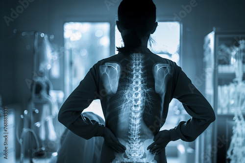 X-ray view of woman's back with low back pain