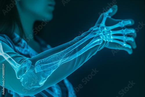 X-ray view of woman's arm with bones photo