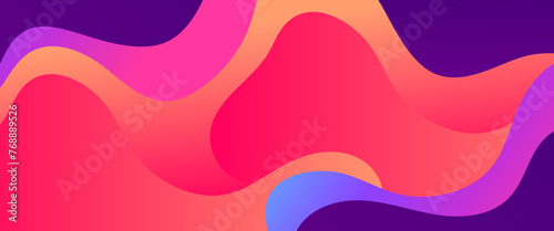 Pink peach and purple violet vector simple minimalist style abstract gradient banner design with waves and liquid shapes. Vector for presentations, flyer, poster, background, annual report, invitation