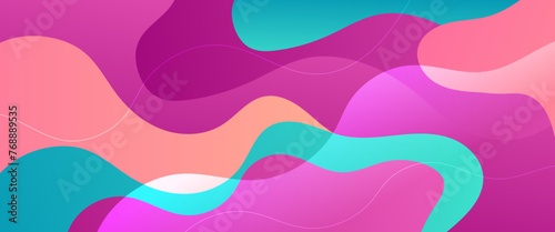 Blue pink and purple violet minimalist abstract gradient simple banner with wave shapes. Vector design layout for presentations, flyers, posters, background, annual report, invitations