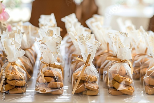 decorative cookie favors in cellophane with ties photo