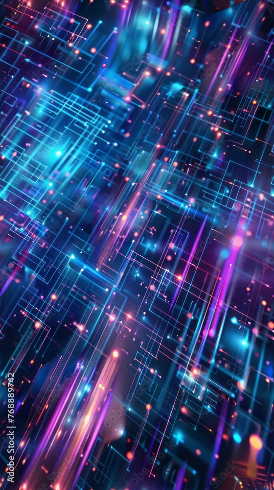 Seamless Digital Technology Abstract Background in Bright Colors Seamless Digital Technology Abstract Background in Bright Colors