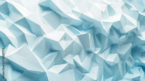 Abstract 3d rendering of chaotic light blue polygonal shapes. Futuristic background with polygonal shapes.