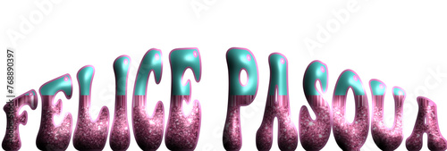 Felice Pasqua - Happy Easter written in Italian -multicolor - three-dimensional effect tubular writing - Vector graphics - Word for presentations, greetings, banners, card, prints, cricut, silhouette